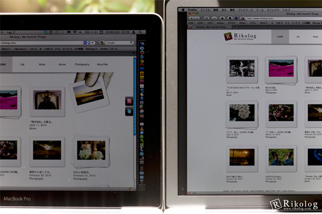 画面が大きいのは良いことだ。左はMacBookPro13インチ。
